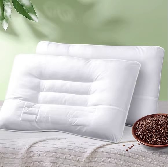 富安娜家纺决明子枕芯抗菌荞麦枕头护颈椎宿舍颈椎枕芯家用一对装